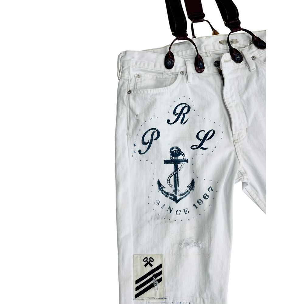 Polo Ralph Laure Jeans Men 867 36x30-Patchwork Distressed Upcycled graffiti - Picture 4 of 16